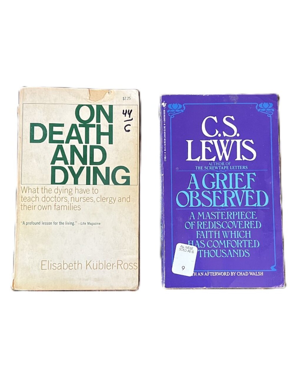 2 Paperback Book Bundle: On Death and Dying and A Grief Observed